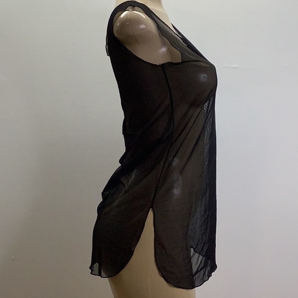 Zuliana Size S/M Black Mesh Cover Up Beach Dress. Made in USA. New With Tags - Picture 3 of 5